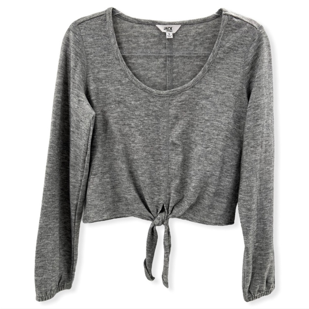 Jack by BB Dakota Gray Cropped Long Sleeve Sweater Size S